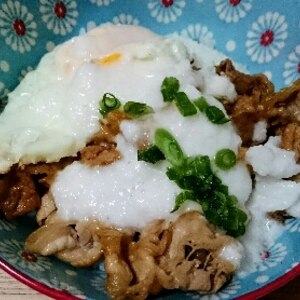 簡単！激ウマ！山かけ甘辛豚丼